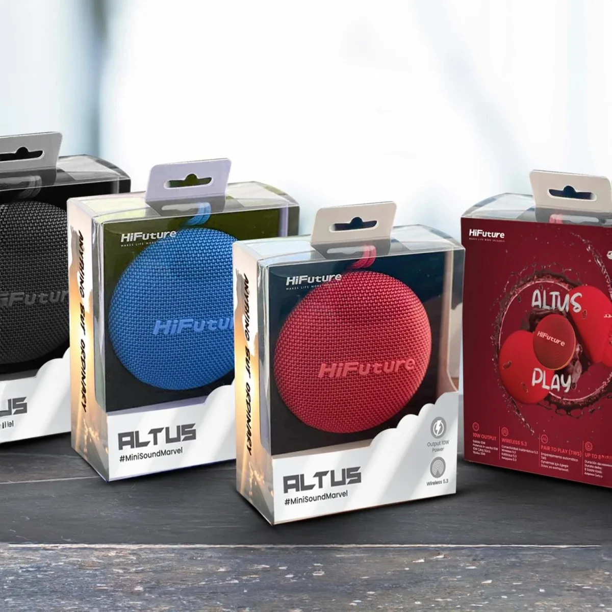 سماعة محمولة HiFuture Altus بلوتوث 5.3 مع aptX وTWS ومقاومة للماء IPX5 - أحمر - Image 6