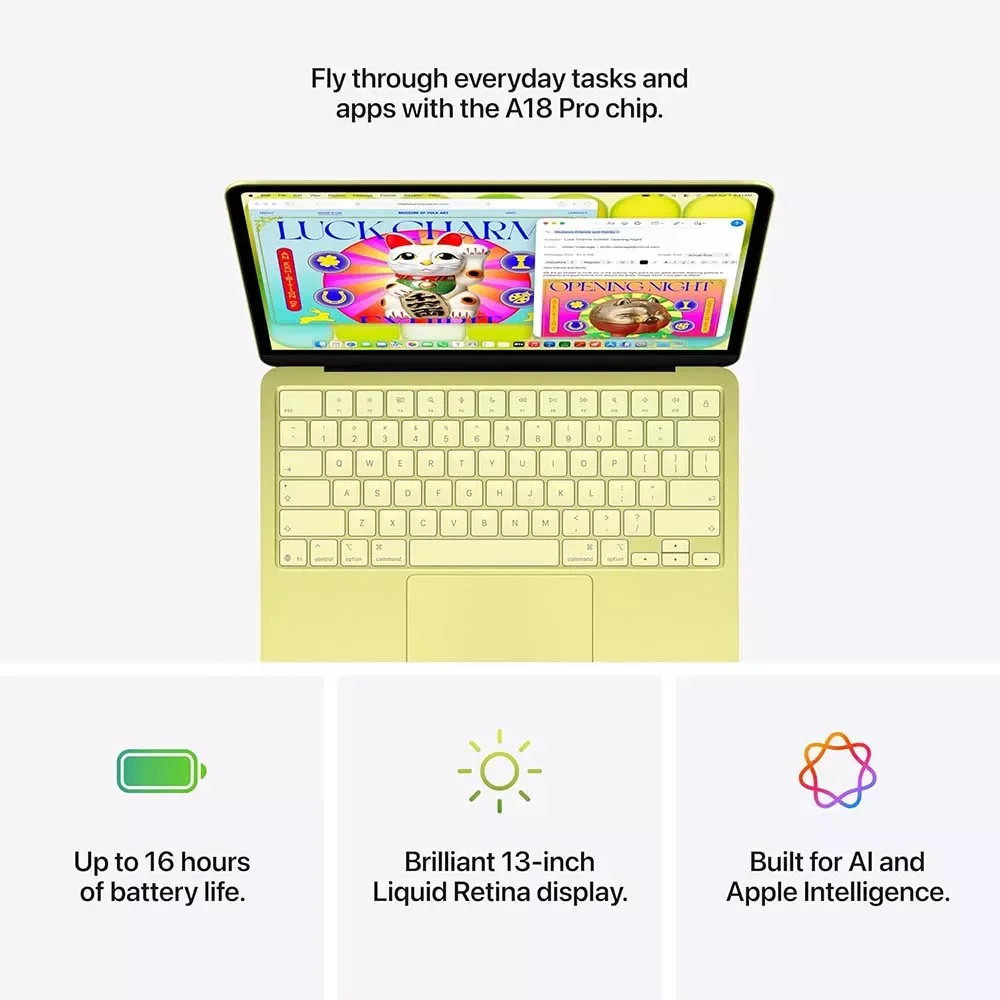لابتوب Apple MacBook Neo بمعالج A18 Pro، رام 8GB، SSD 256GB، شاشة 13 إنش (2408×1506)، macOS، Citrus، MHFD4LL - Thumbnail 2