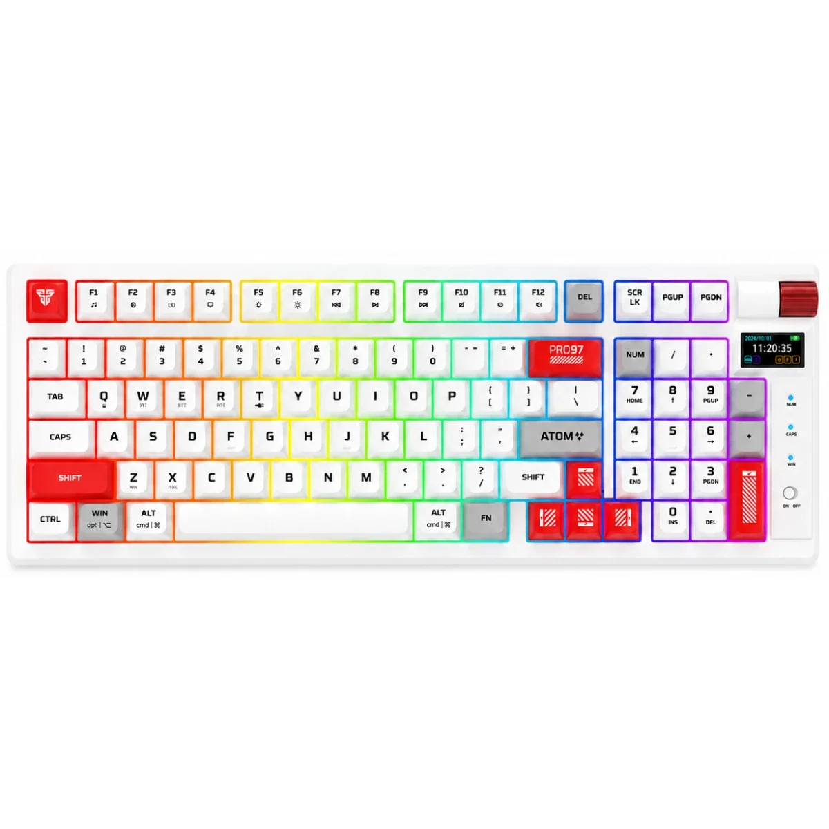 لوحة مفاتيح ميكانيكية لاسلكية Fantech ATOM PRO97 MK918 باللون الأبيض