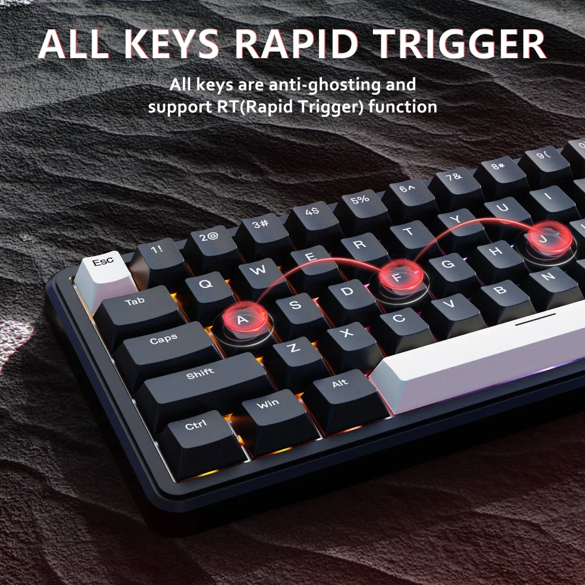 لوحة مفاتيح ألعاب ATTACK SHARK X65 HE مغناطيسية سلكية 65% سوداء - Image 5