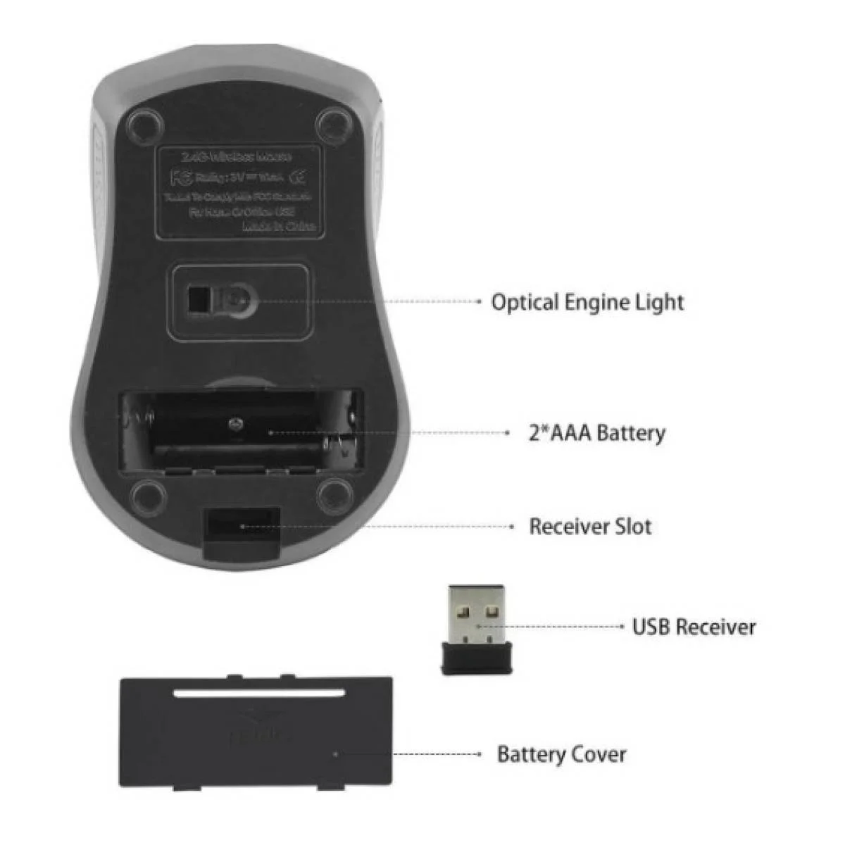 ماوس لاسلكي Arrow بإعدادات DPI قابلة للتخصيص حتى 1600 - أسود - Image 4