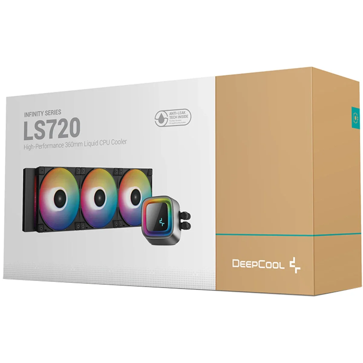 مبرد معالج مائي DeepCool LS720 بحجم 360 مم وإضاءة ARGB وغطاء مرآة لا نهائية - أسود - Image 2