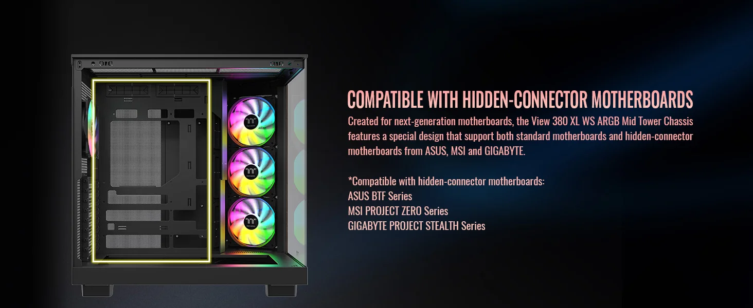 Thermaltake View 380 XL WS ARGB Mid-Tower PC Case Black - Image 10