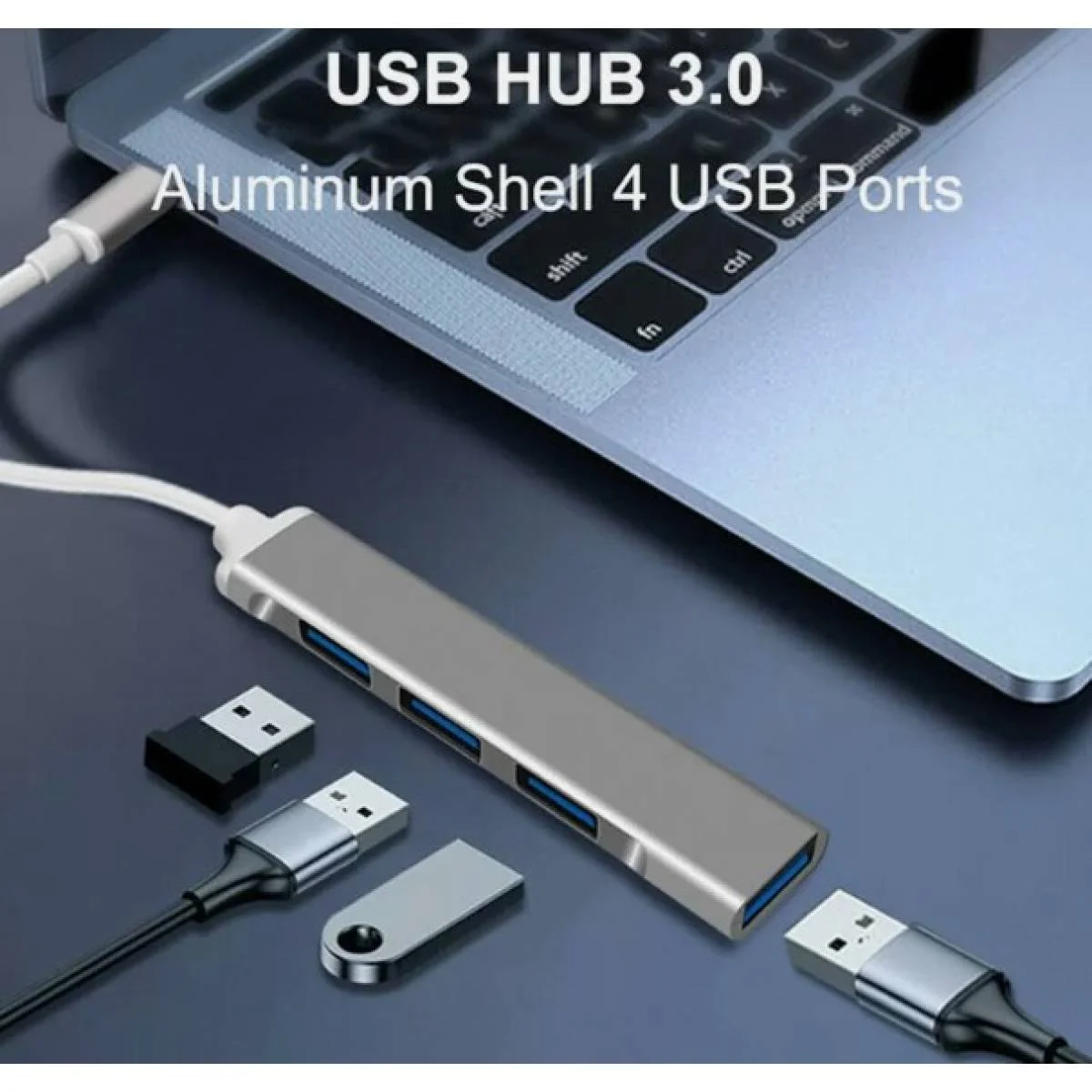 USB Type-C 4-Port USB 3.0 Hub Adapter, Metal Silver - Thumbnail 6