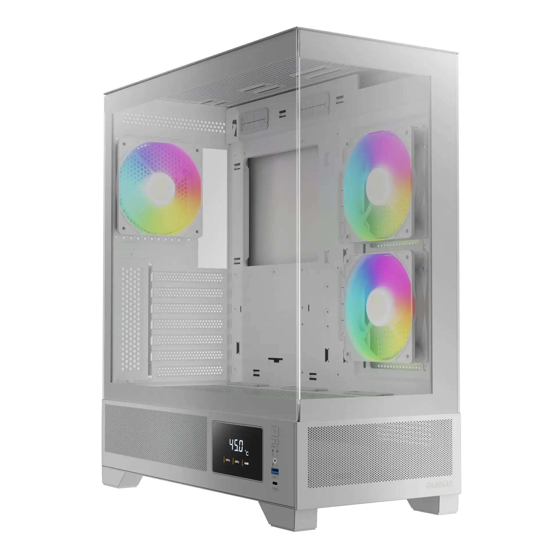 GAMDIAS ATLAS M1 ARGB Mid-Tower Gaming Case White - Thumbnail 2