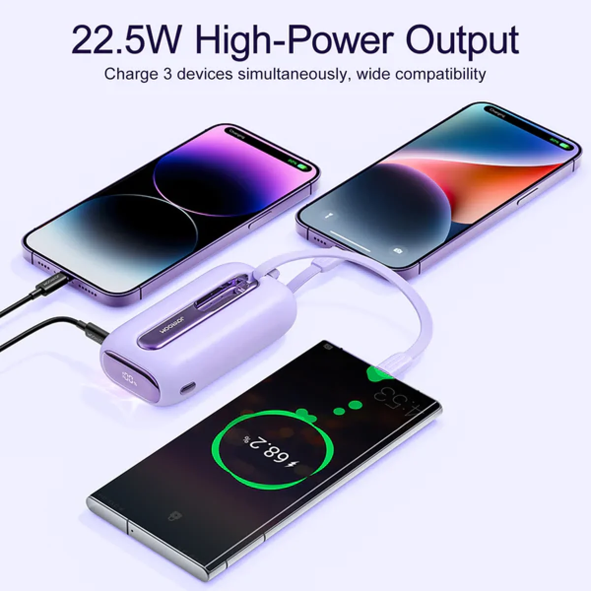 JOYROOM JR-L012/013 Colorful Series Mini Power Bank with Dual Cables 10000mAh - Black - Thumbnail 4