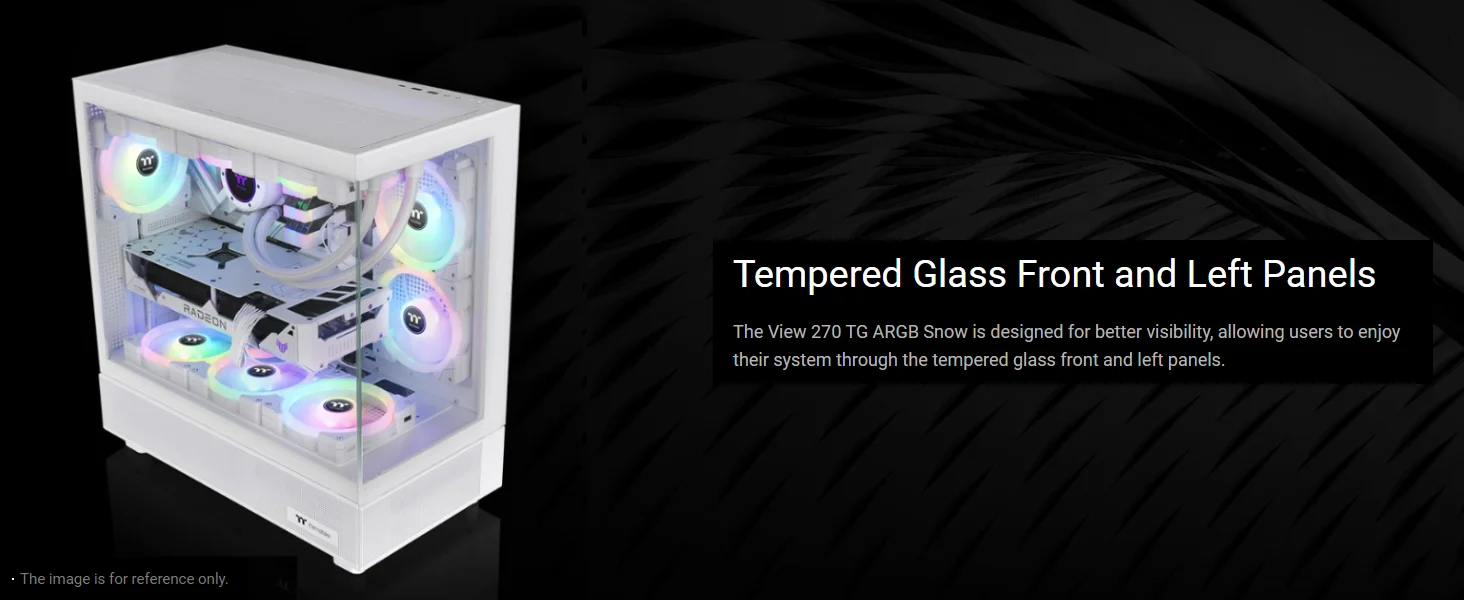 هيكل كمبيوتر Thermaltake View 270 TG ميد تاور مع 1x CT140 ARGB Fan ودعم رادياتير 360MM وزجاج مقوى، أبيض - Thumbnail 9