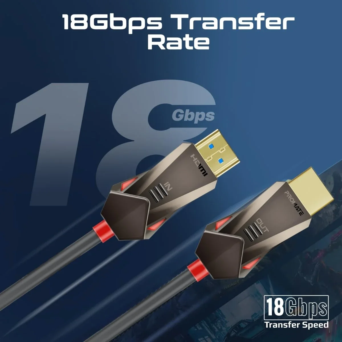 كابل HDMI 2.0 من الألياف الضوئية Promate ProLink4K60-15M بطول 15 متر 4K@60Hz بسرعة 18Gbps مع Ethernet وموصلات مطلية بالذهب - Thumbnail 2
