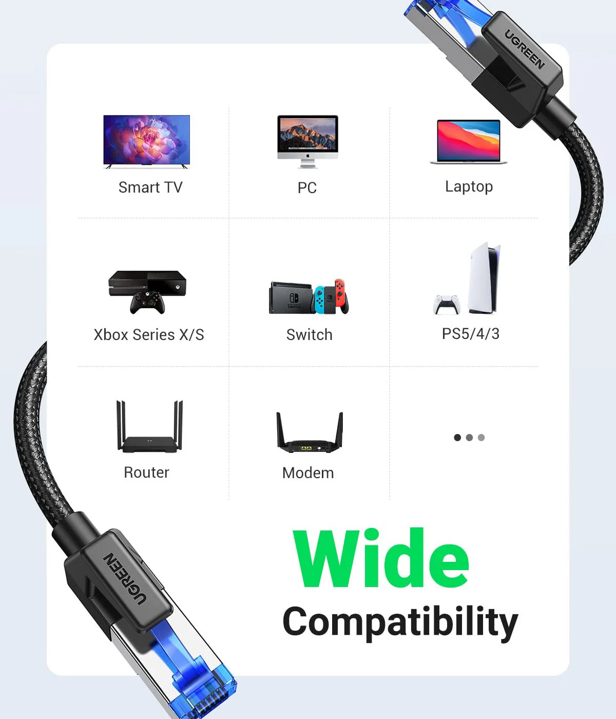 Ugreen 80433 Cat 8 Ethernet Cable Shielded Braided RJ45 5m - Image 3