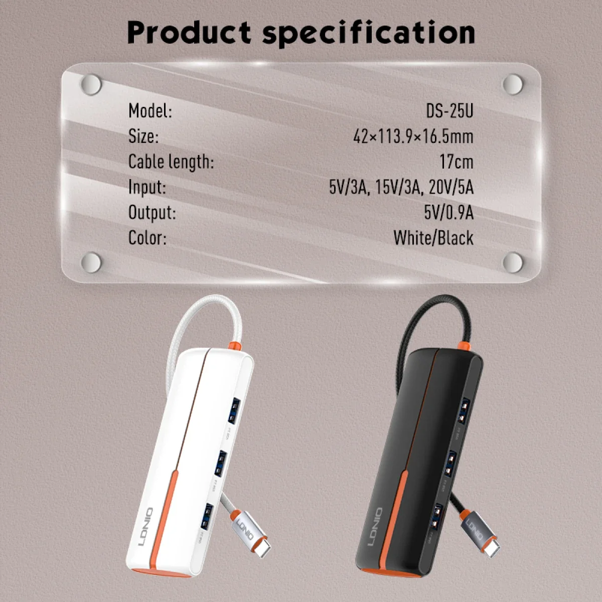 موزع USB-C 5 في 1 LDNIO DS-25U مع شحن 100W PD لأجهزة MacBook - أسود - Image 6
