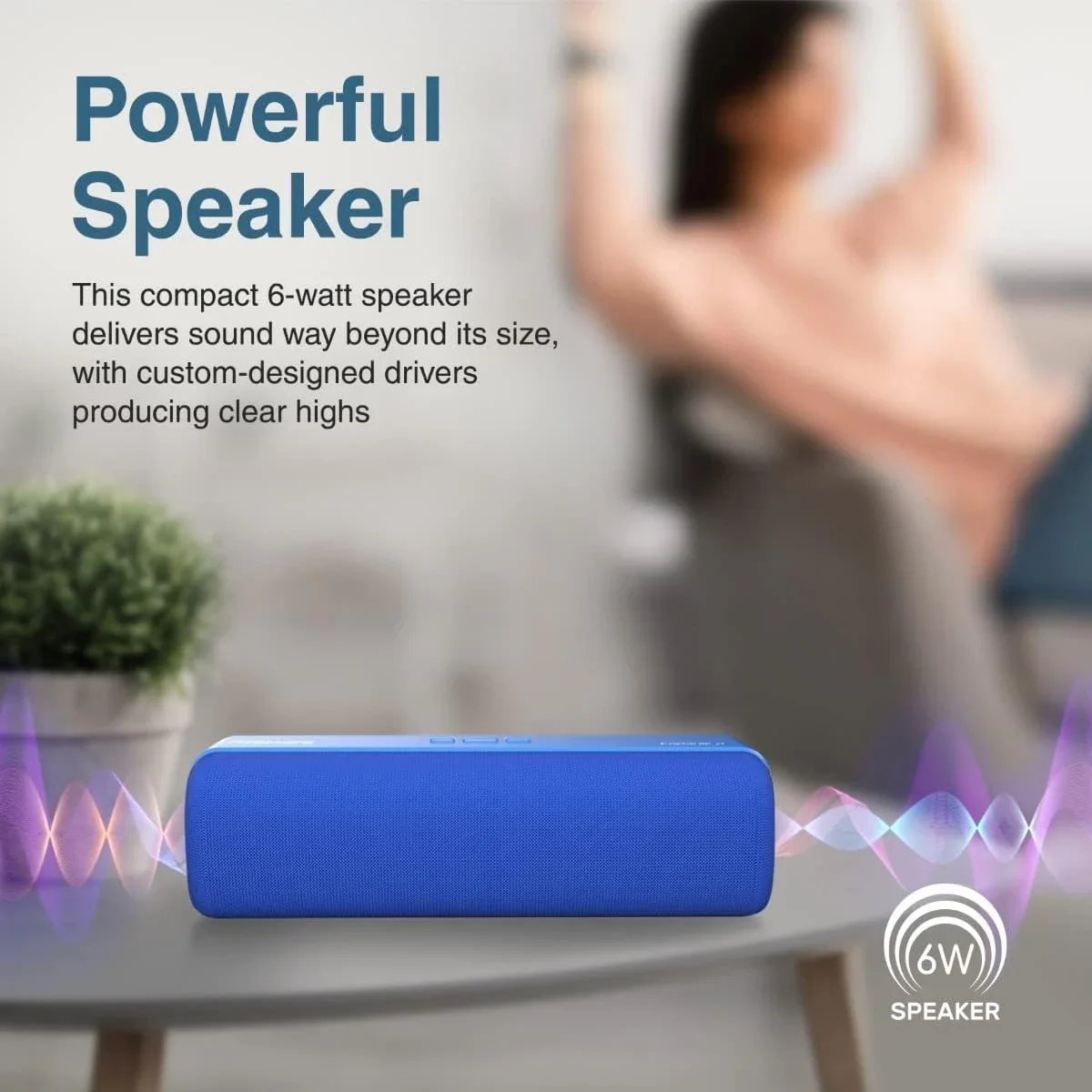 سماعة بلوتوث محمولة Promate Capsule-2 بقدرة 6 واط Bluetooth 5.0 أزرق - Thumbnail 3