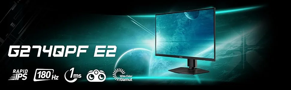 MSI MAG 274QPF E20 27-Inch Rapid IPS 2K Gaming Monitor, 200Hz, 0.5ms, HDR 400, Black - Image 4
