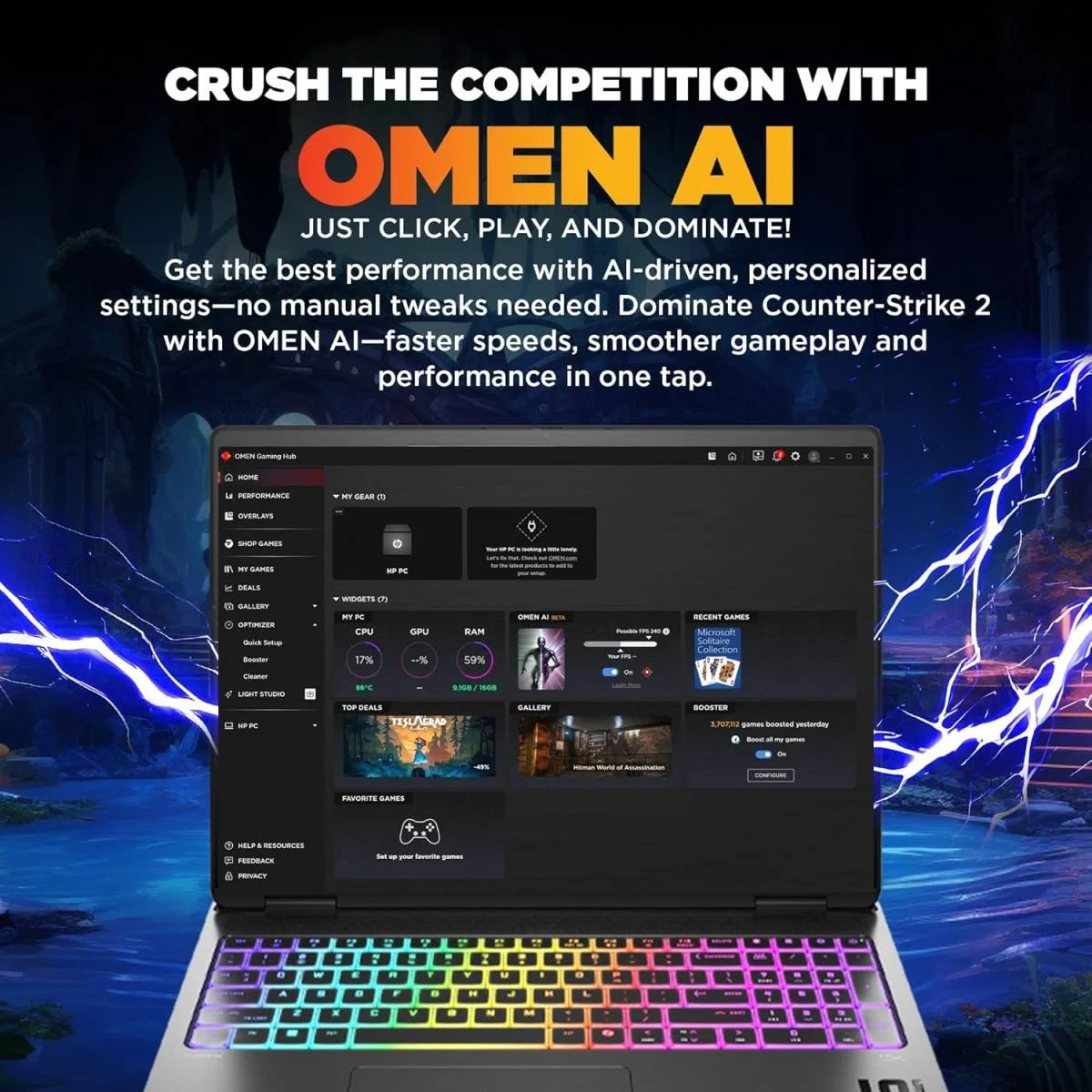 HP OMEN MAX 16-am0032ne Gaming Laptop, Core i7-14650HX, RTX 5050 8GB, 16GB RAM, 512GB SSD, 16-inch FHD+ IPS 165Hz - Thumbnail 4
