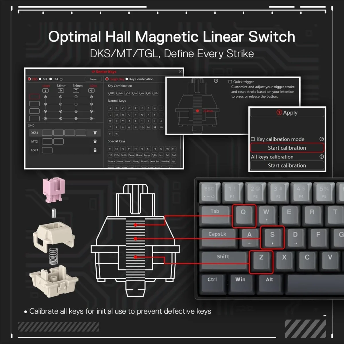Redragon FIZZ K617GGB 60% Wired Magnetic Switch Gaming Keyboard, 8KHz, 0.1ms, Misty Grey - Thumbnail 2