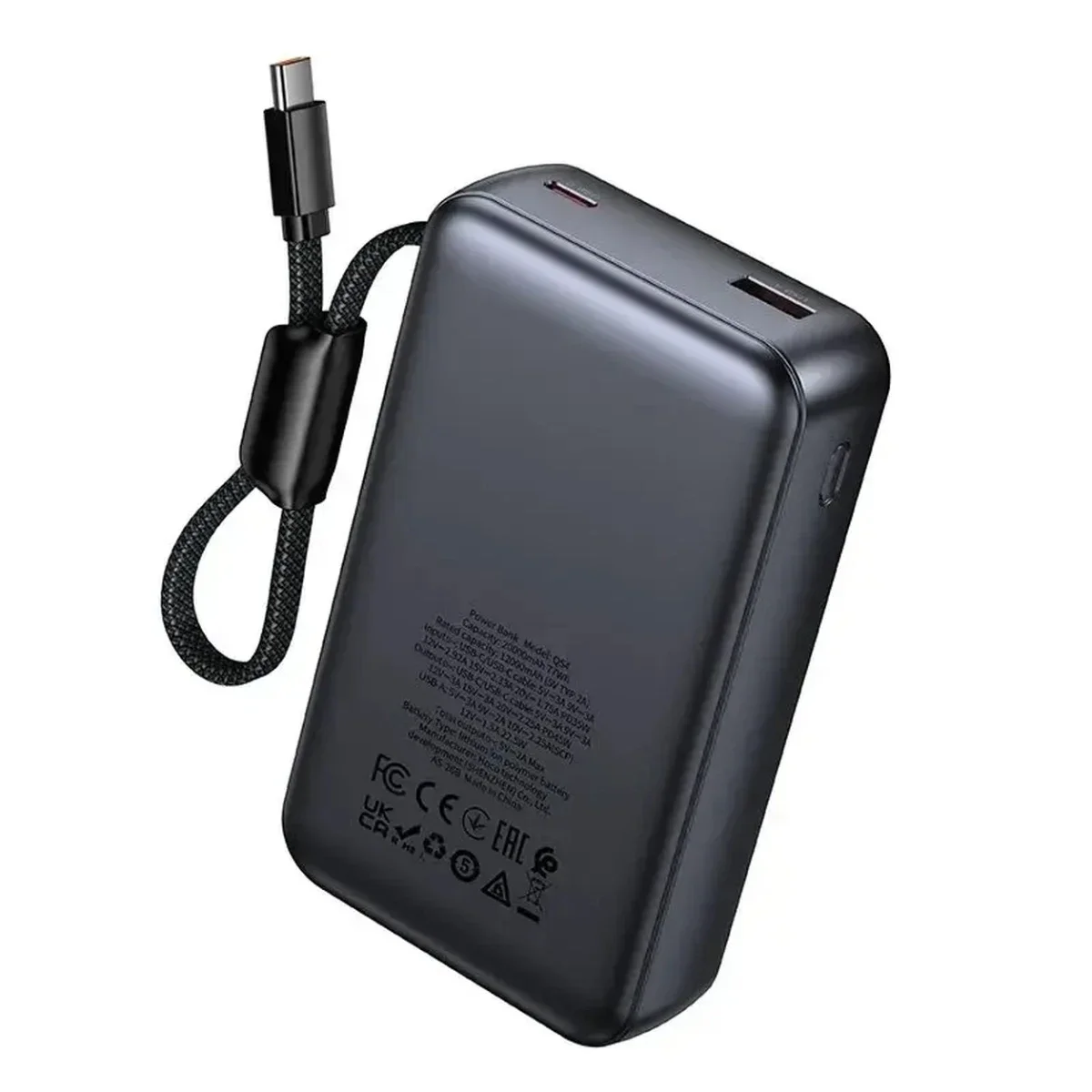 باور بانك HOCO Q54 Shine سعة 20000mAh بشحن PD45W رمادي معدني - Image 4