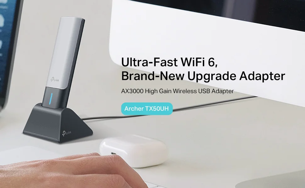 جهاز هوائي لاسلكي للشبك على الانترنت يركب على TP-LINK Archer TX50UH AX3000 - USB بسرعة 3000Mbps مزدوج النطاق - أسود - Image 9