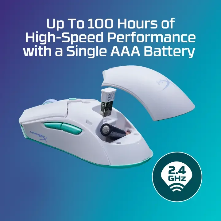 ماوس ألعاب Hyper X Pulsefire Haste 2 Core Wireless أبيض – 8R2EAA - Image 2