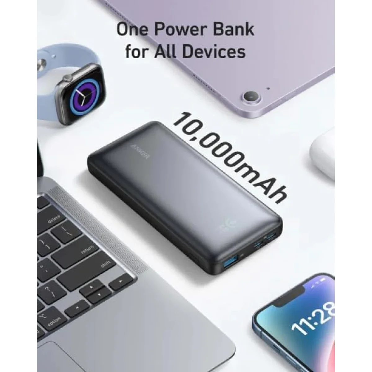 باور بانك Anker 533 A1249 PowerCore 25W بسعة 10000 مللي أمبير ساعة و3 منافذ أزرق - Thumbnail 3