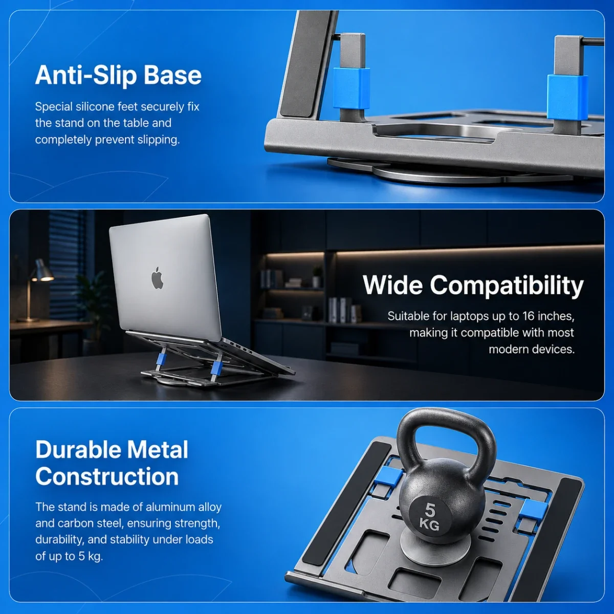 حامل لابتوب قابل للتعديل Proove Shift حتى 16 إنش - فضي - Image 5