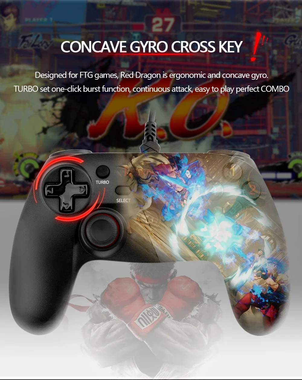 Redragon G807 Saturn Wired USB Game Controller with Dual Vibration - Thumbnail 10