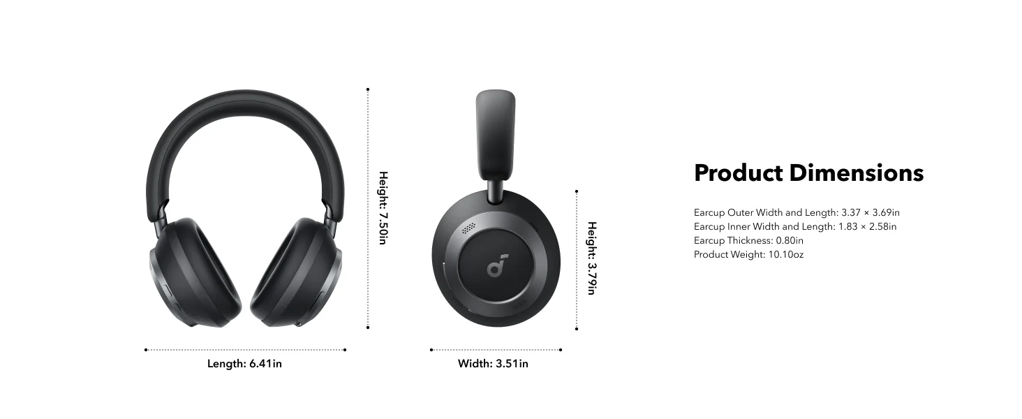 Anker Soundcore Space One Pro Wireless Noise Cancelling Headphones, Black - Thumbnail 19