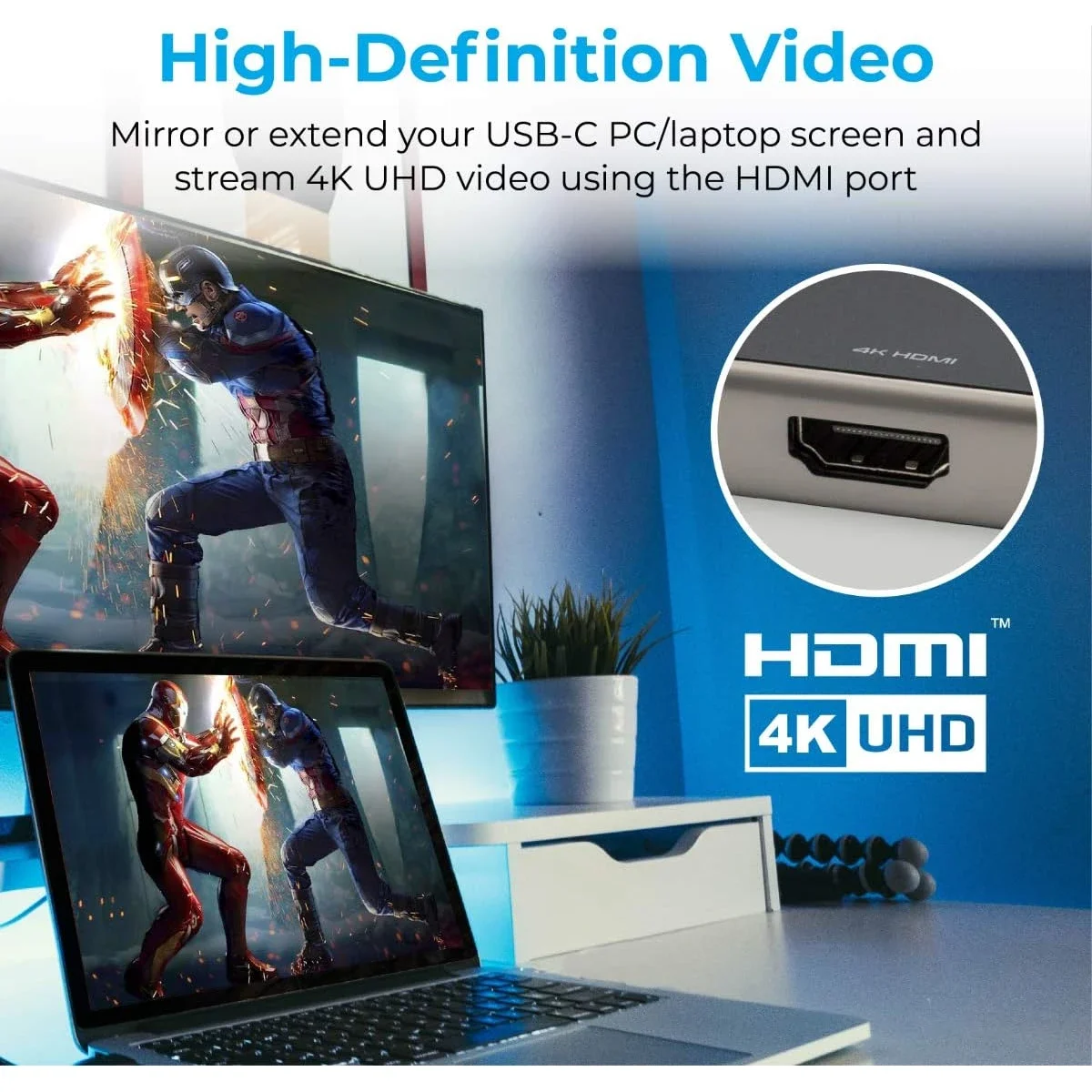 محول USB-C 9 في 1 Promate PrimeHub-Go مع 100W PD و4K HDMI ومنفذ LAN جيجابت و4 منافذ USB وفتحات TF/SD - Image 5
