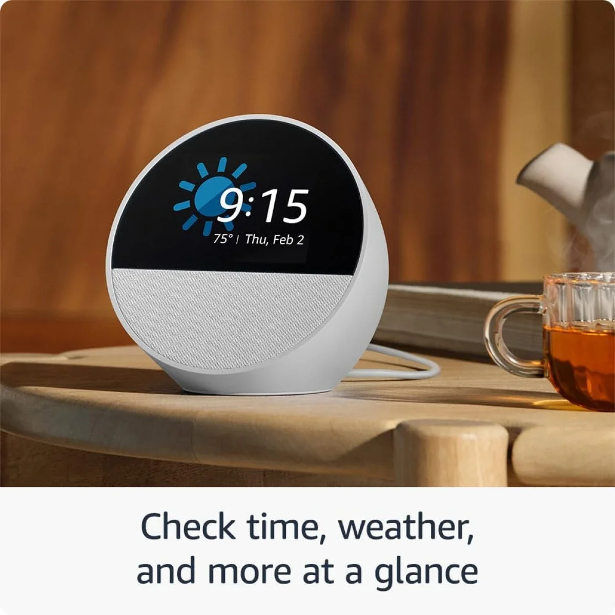 ساعة منبه ذكية Amazon Echo Spot (إصدار 2024) مع Alexa وصوت نابض بالحياة - أسود - Thumbnail 3
