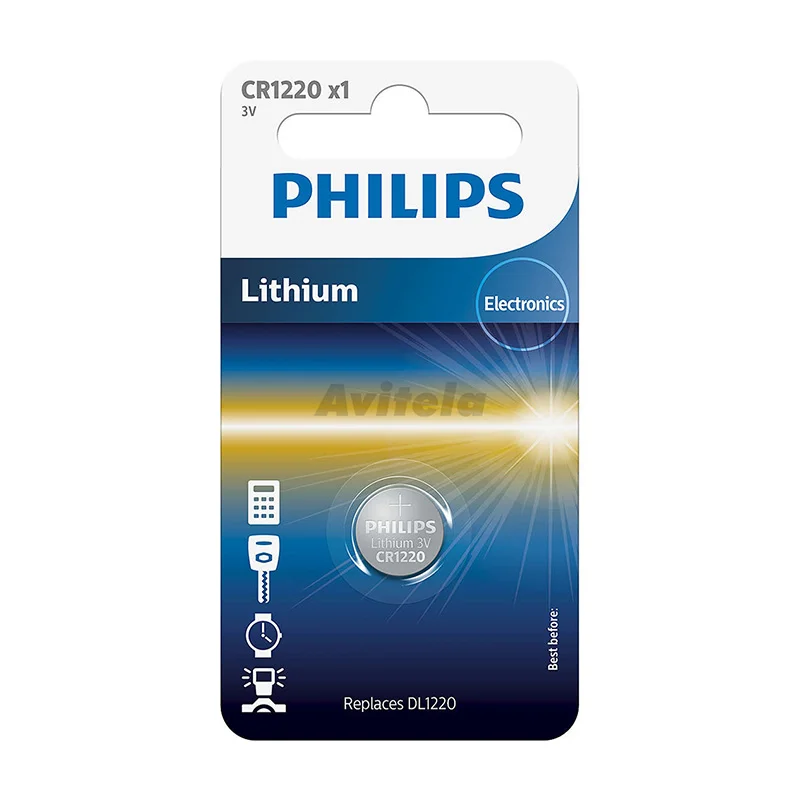 بطارية زر Philips CR1220 ليثيوم 3 فولت