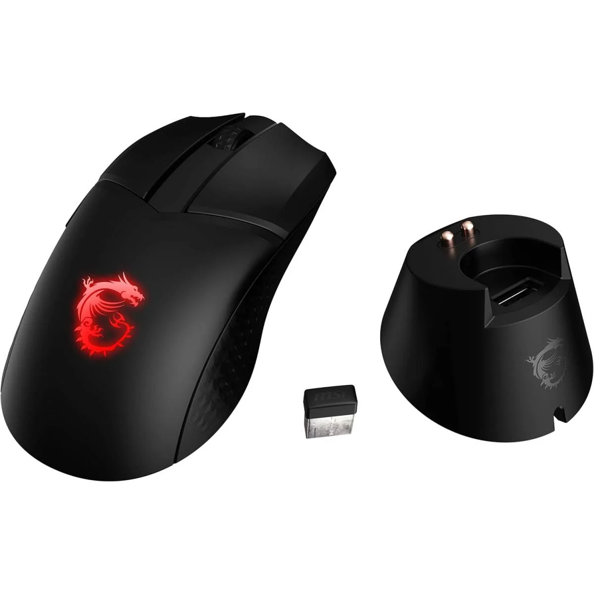 ماوس ألعاب MSI Clutch GM41 لاسلكي خفيف مع قاعدة شحن، 20000 DPI، مفاتيح Omron 60 مليون، بطارية 80 ساعة، 6 أزرار - Thumbnail 5