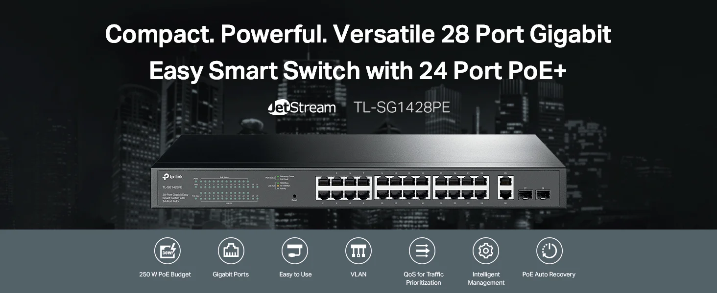 سويتش TP-LINK TL-SG1428PE جيجابت Easy Smart بـ28 منفذ، 24 منفذ PoE+، قدرة 250W و2 فتحة SFP - Image 10