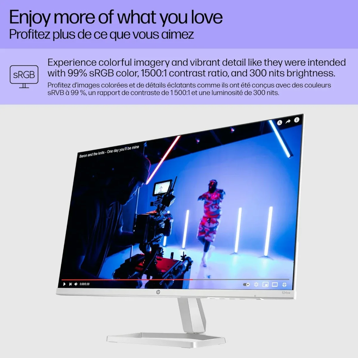شاشة HP 524sw نحيفة للغاية 24 إنش IPS فل إتش دي 100 هرتز فضية وبيضاء - Image 7