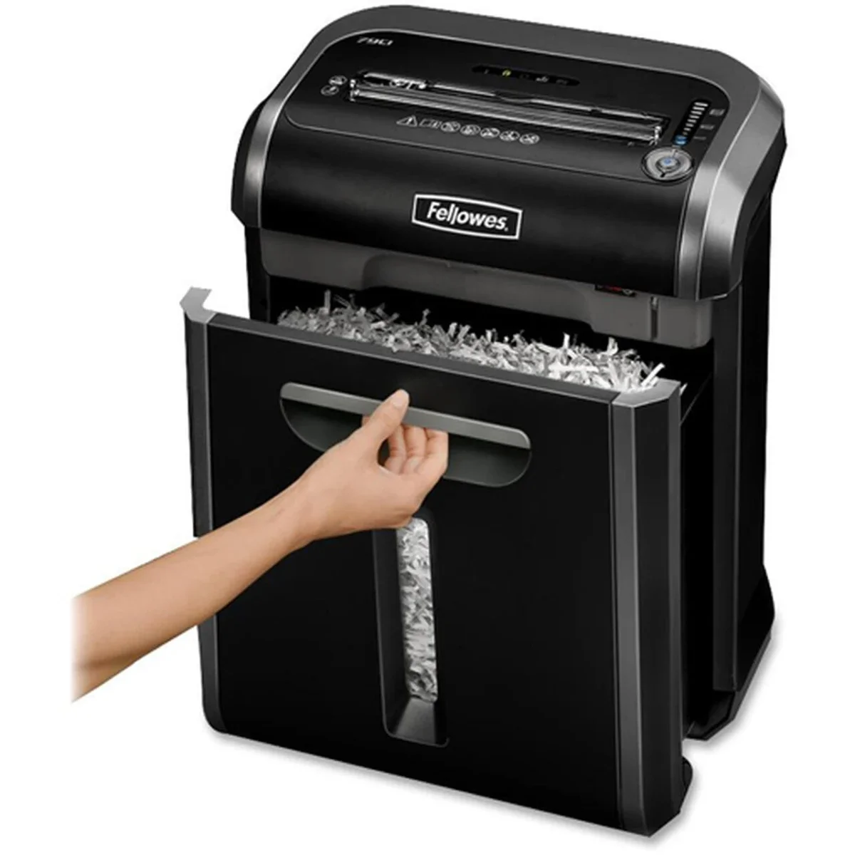 آلة تمزيق مستندات Fellowes Powershred 79Ci بقص متقاطع، سعة 16 ورقة، أسود/فضي داكن - Thumbnail 2
