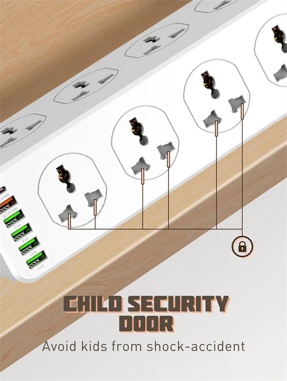 مشترك كهرباء ذكي LDNIO SC10610 بـ10 منافذ وشحن سريع PD 20W وكابل 2 متر - Image 9