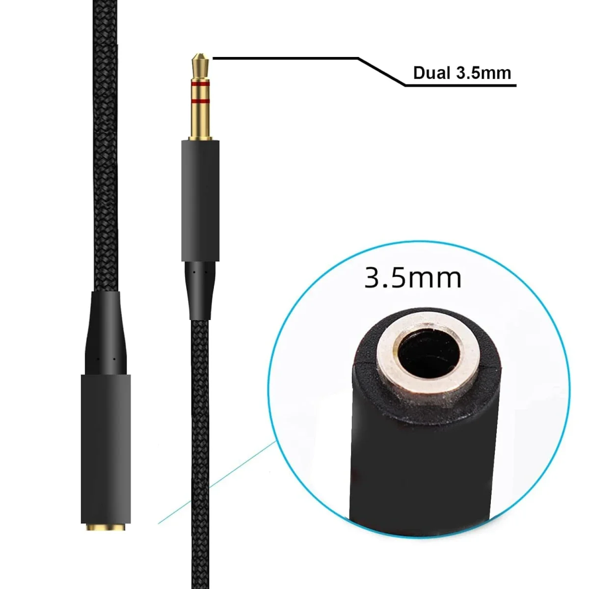 Hyper X Headphone Splitter 2-in-1 Y Audio Extension Cable 2M for 3.5mm Stereo Headsets - Image 5