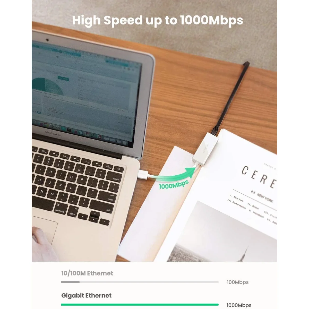 Ugreen 20255 USB 3.0 to RJ45 Gigabit Ethernet Adapter White - Thumbnail 3