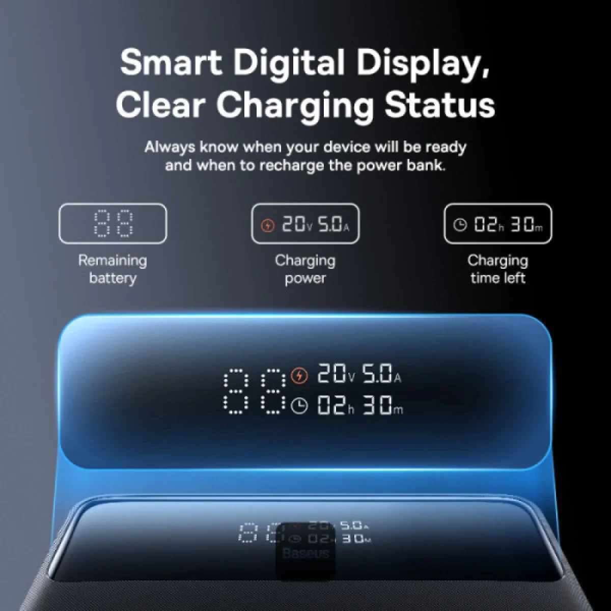 Baseus Blade H1 Lite 20000mAh 100W Fast Charging Power Bank with Type-C Cable, 4 Ports, Black - Thumbnail 7