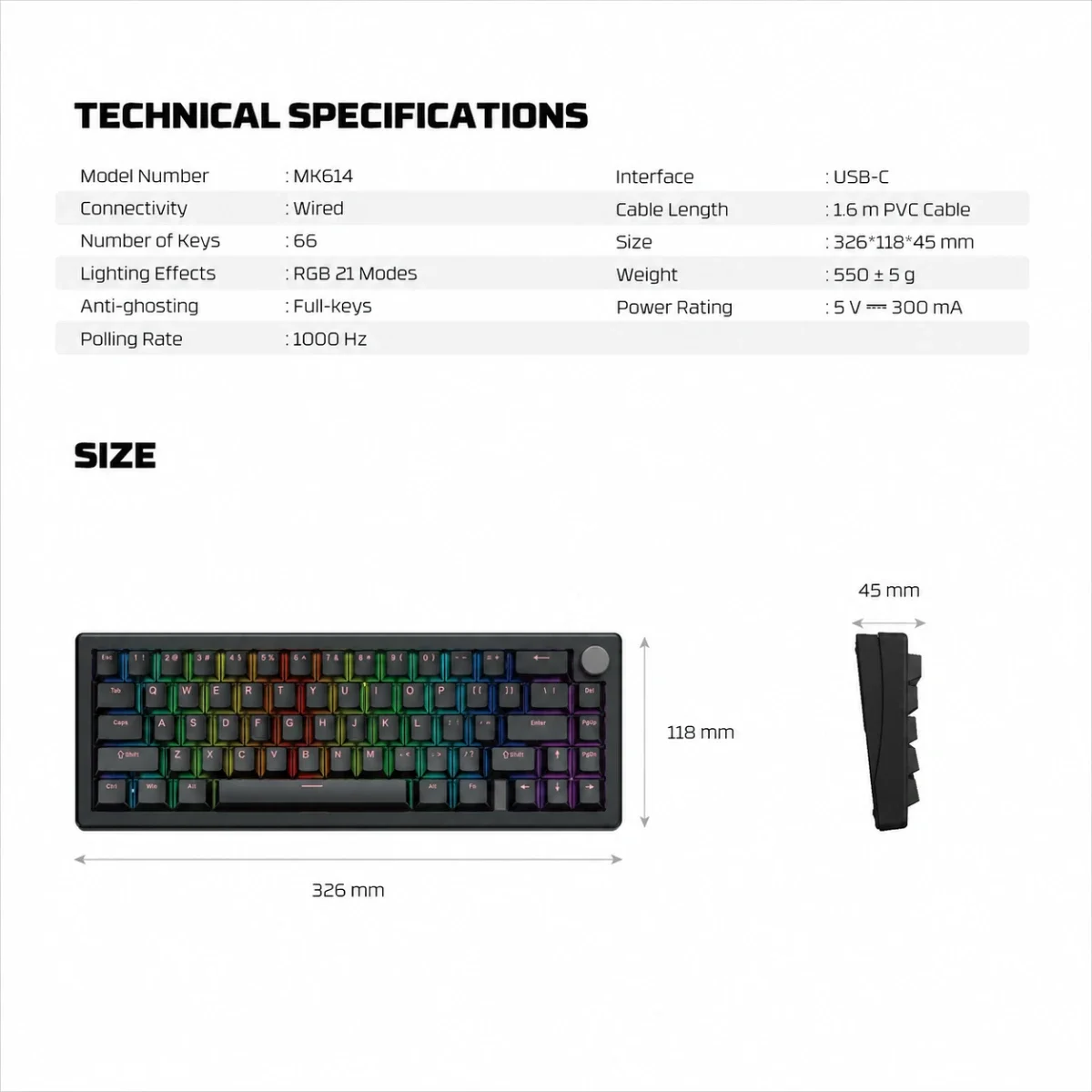 Fantech RETRO Beige Wired Mechanical Gaming Keyboard with Ice Apricot Switches - ATOM X66 MK614 - Thumbnail 7