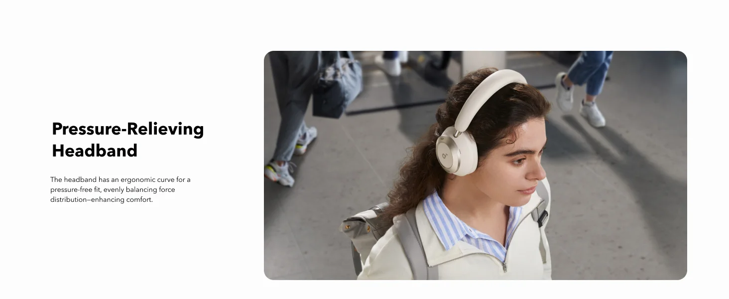 Anker Soundcore Space One Pro Wireless ANC Headphones with Case, 60H Playback - White - Thumbnail 14