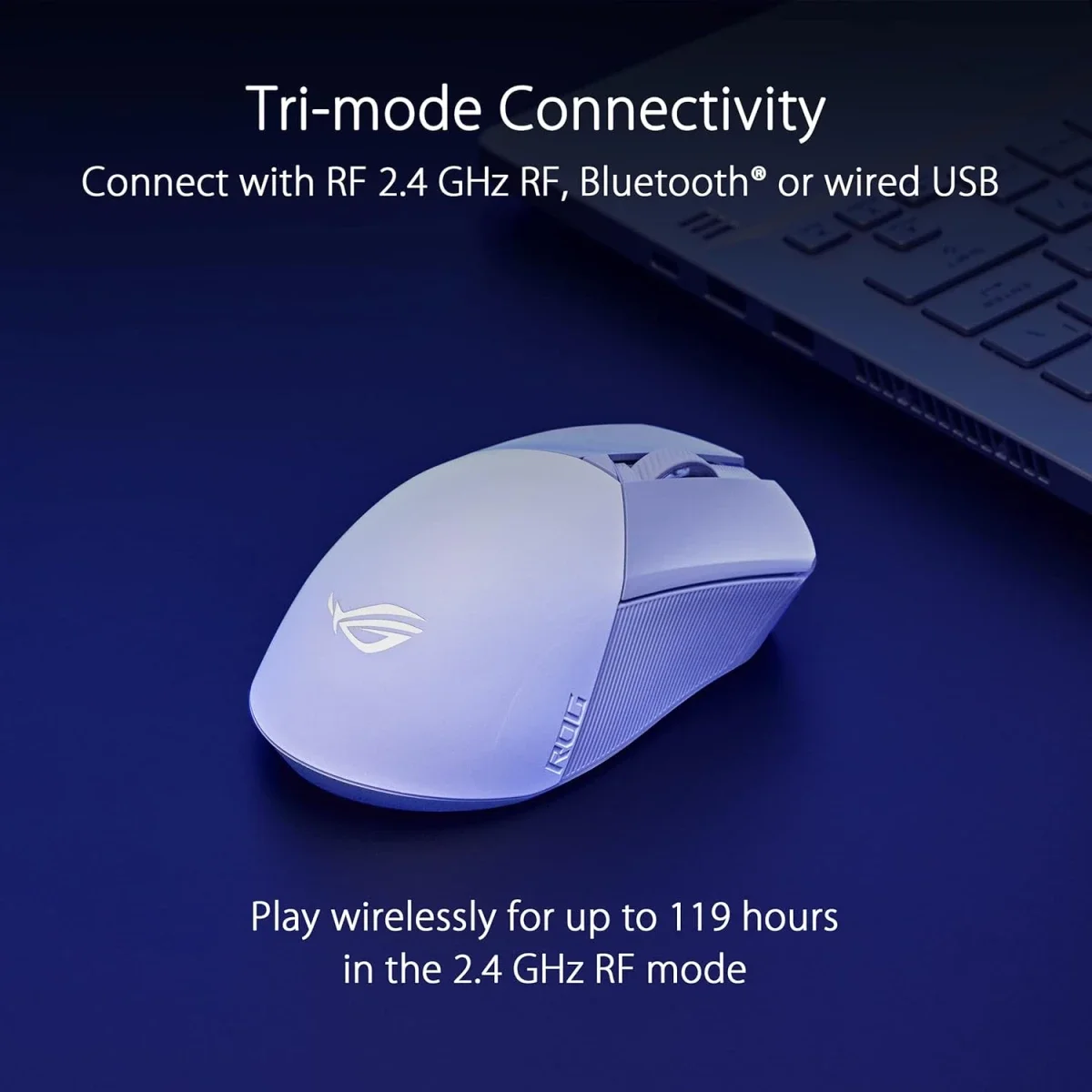 ماوس ألعاب Asus ROG Gladius III Wireless AimPoint لاسلكي، 36000 DPI، أبيض - Thumbnail 6