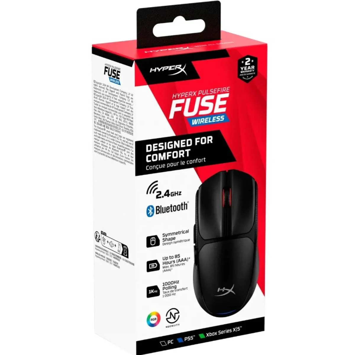 ماوس ألعاب Hyper X Pulsefire Fuse لاسلكي مزدوج، 3200 DPI، 75 جم، 6 أزرار قابلة للبرمجة - Image 2