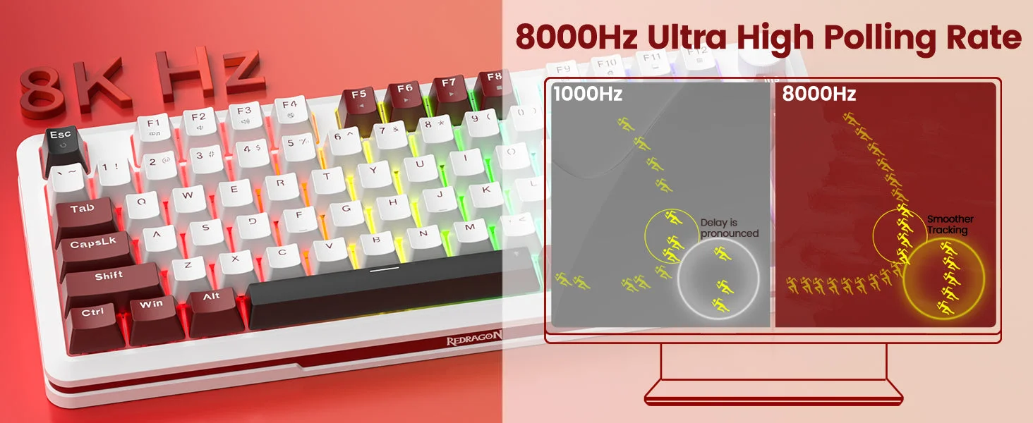 كيبورد ألعاب Redragon K721 Stormhunter ميكانيكي مغناطيسي 75% بإضاءة RGB ومعدل 8000Hz - Thumbnail 19