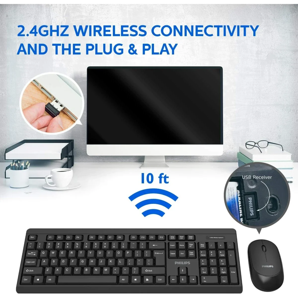 Philips MK324 Wireless Keyboard and Mouse Combo with Adjustable DPI - Image 3