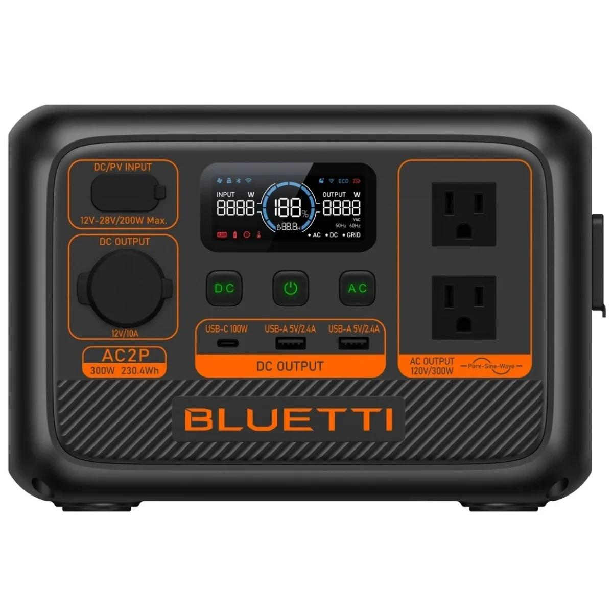 محطة طاقة محمولة BLUETTI AC2P بقدرة 300 واط وسعة 230.4 واط ساعة LiFePO4