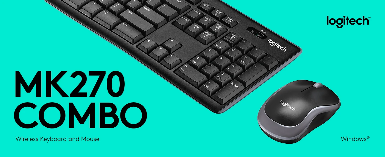 لوحة مفاتيح وماوس لاسلكيان Logitech MK270 بتخطيط عربي/إنجليزي - أسود - Thumbnail 3
