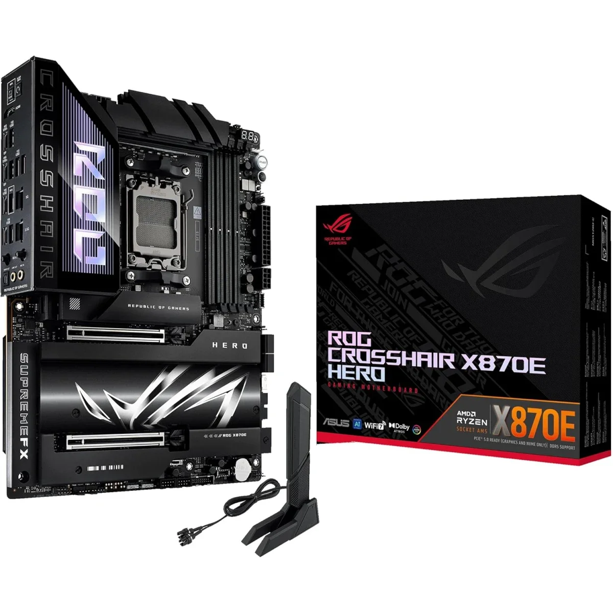 لوحة أم Asus ROG Crosshair X870E Hero AMD AM5 ATX DDR5 Wi‑Fi 7 - Image 1