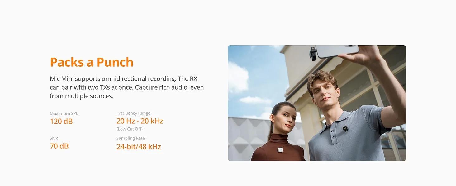 DJI Mic Mini Wireless Lavalier Microphone Kit (2 TX + 1 Mobile RX), 300m - Thumbnail 14