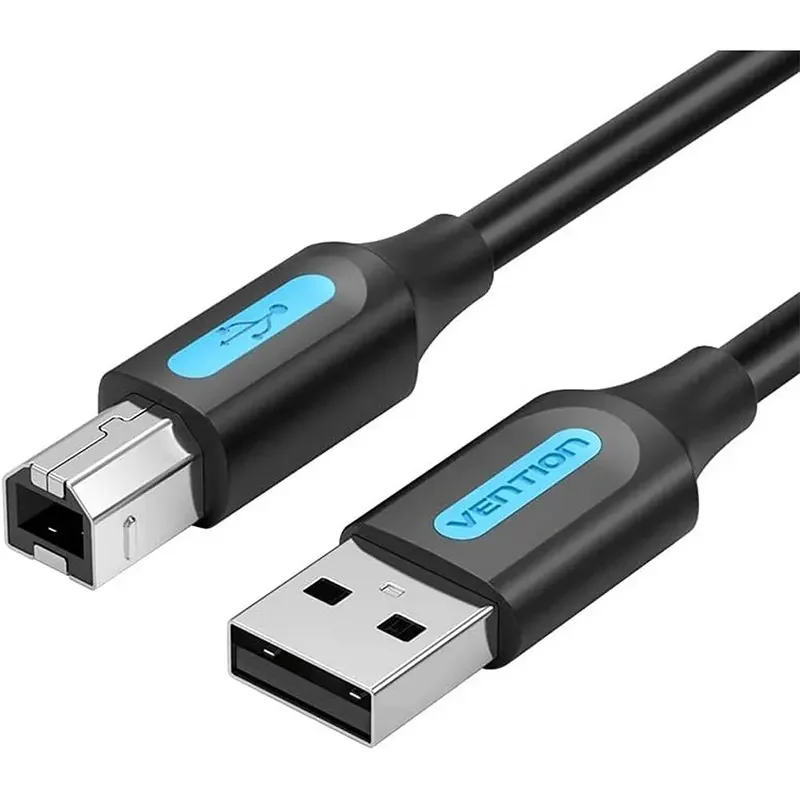 كيبل طابعة Vention COQ USB 2.0 من A ذكر إلى B ذكر، 480Mbps، 5 متر، PVC أسود