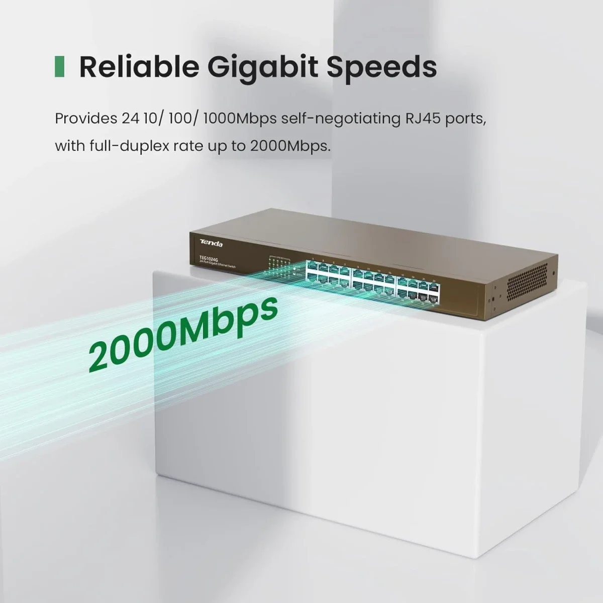 Tenda TEG1024G 24-Port Gigabit Unmanaged Rackmount Ethernet Switch - Image 2