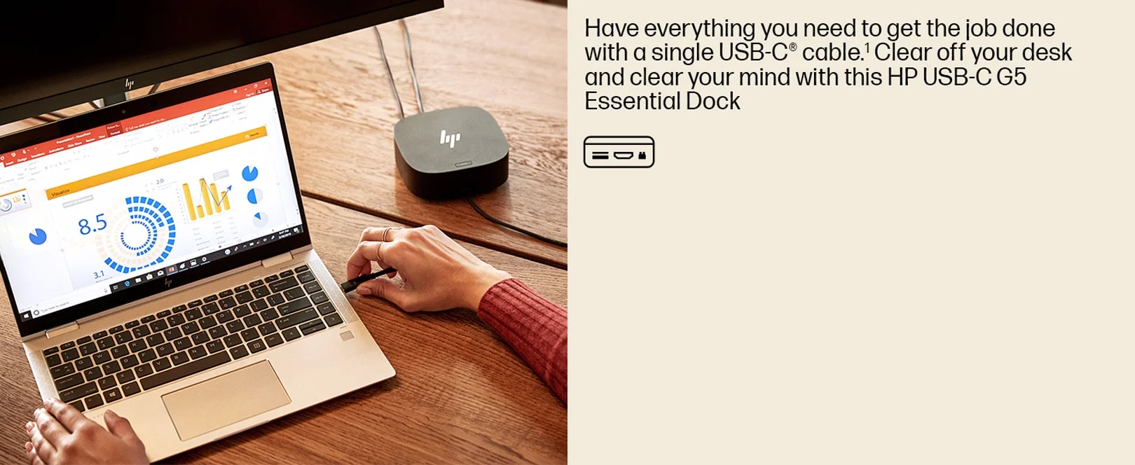 HP USB-C G5 Essential Docking Station with HDMI, 2 DisplayPort, Gigabit LAN and 120W Power Adapter - Image 7