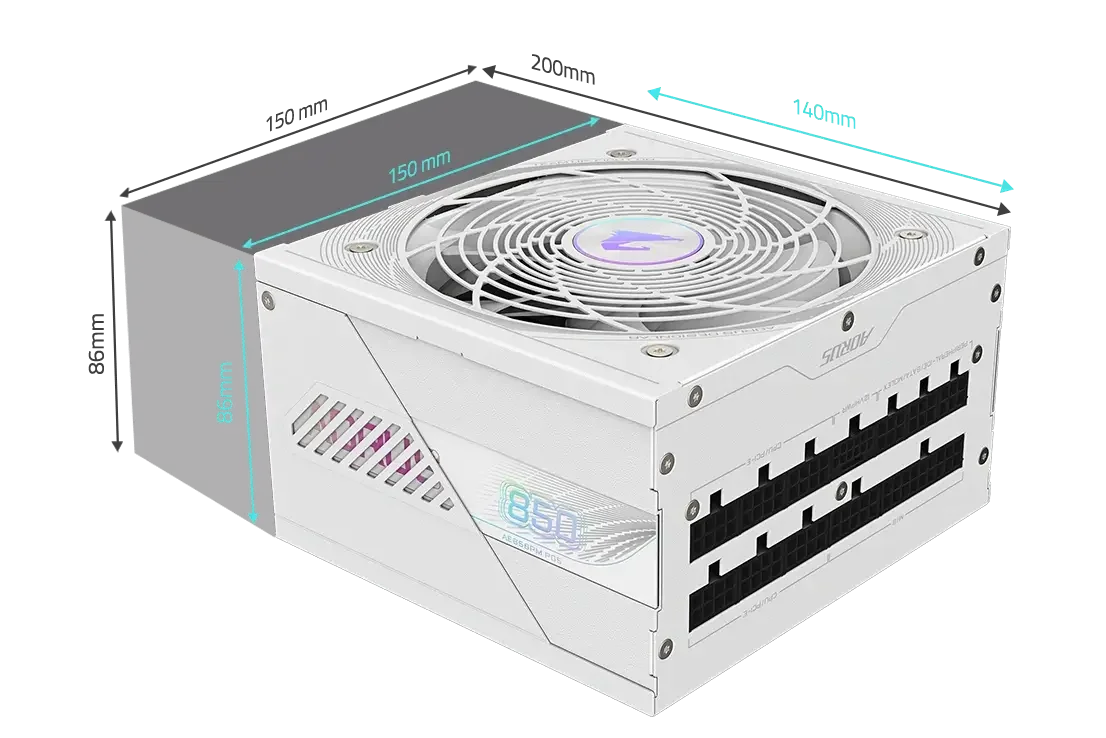 GIGABYTE AORUS ELITE P850W 850W 80 PLUS Platinum Full Modular ATX Power Supply PCIe 5.0 ICE - Image 5
